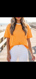 Sunset Stripe Relaxed Tee ☀️🧡