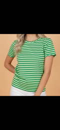 Emerald Stripe Scallop Tee
