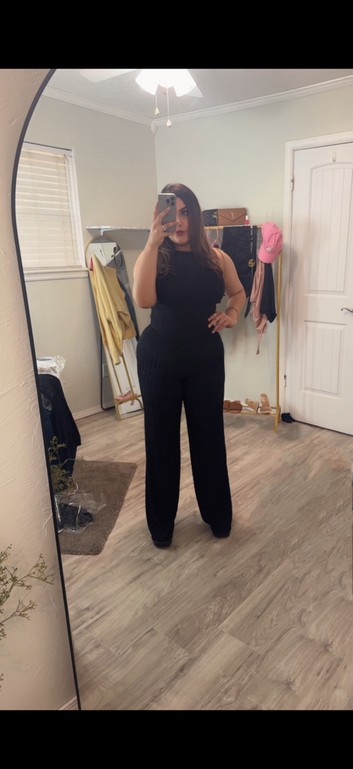 Black Crinkle Lounge Set